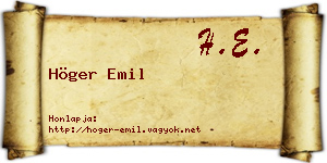 Höger Emil névjegykártya